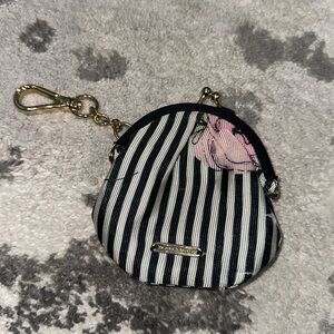 Victoria secret floral striped coin pouch keychain